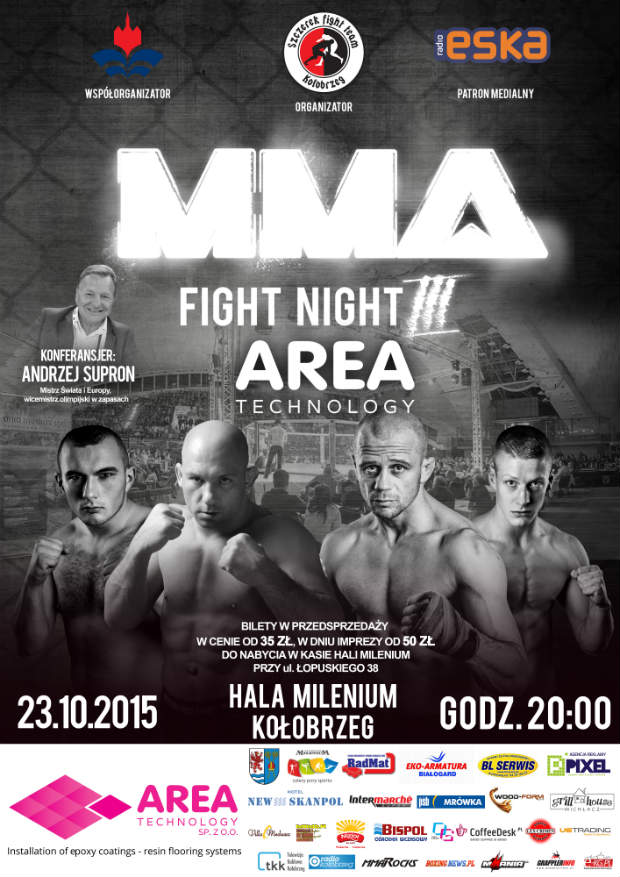 MMA Fight Night III Area Technology w Kołobrzegu rozpiska i plakat