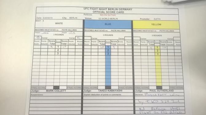 Karty punktowe z UFC Fight Night w Berlinie
