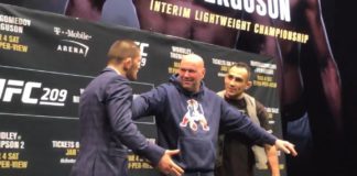 WIDEO: Pierwsze spotkanie twarzą w twarz Tony’ego Fergusona i Khabiba Nurmagomedova