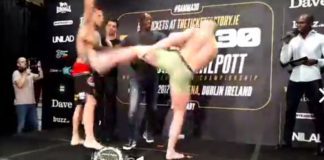 Richard Kiely próbował kopnąć Daniela Olejniczaka na ważeniu przed BAMMA 30