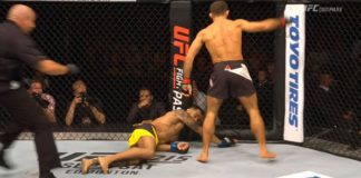 Mairbek Taisumov w pierwszej rundzie brutalnie posyła na deski Felipe Silvę na UFC w Rotterdamie