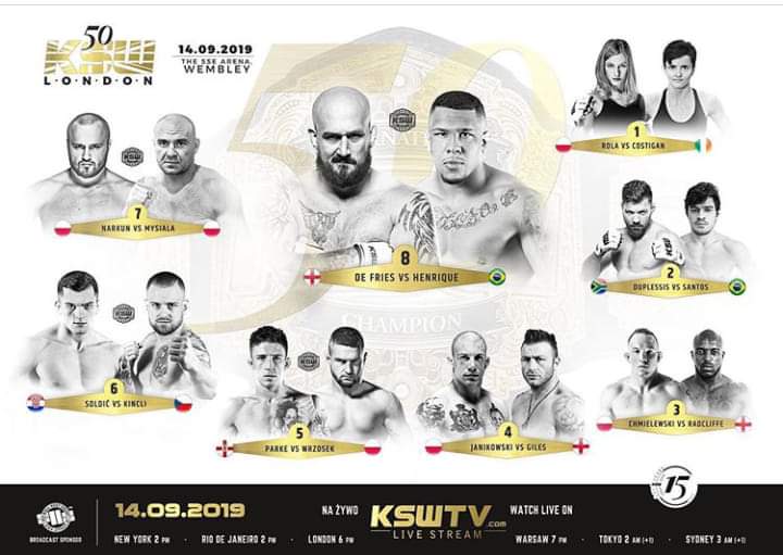 Kolejność walk na gali KSW 50