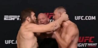 Ostre spięcie na ważeniu przed galą UFC. Ion Cutelaba złapał rywala za kark (WIDEO)