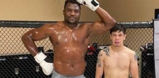 Zdjęcie dnia: Najmniejszy i największy. Dwóch mistrzów UFC na jednej macie Ngannou Brandon Moreno