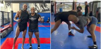 (WIDEO) Sparing zapaśniczy Jona Jonesa z brązowym medalistą olimpijskim