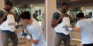 Francis Ngannou przyjmuje z uśmiechem ciosy mistrza boksu, Ryana Garcii (WIDEO)