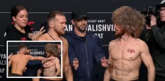 Petr Yan odepchnął Meraba Dvalishviliego podczas spotkania twarzą w twarz przed galą UFC (WIDEO)