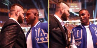 Spotkanie twarzą w twarz Jamahal Hilla z Jiriego Prochazką na trybunach podczas UFC 285 (WIDEO)