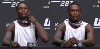 Israel Adesanya tłumaczy dlaczego miał obrożę na konferencji przed UFC 287