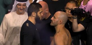 „Pora na rundę numer sześć!” – Makhachev i Volkanovski na ceremonii ważenia (WIDEO) "Pora na rundę numer sześć!" - Makhachev i Volkanovski na ceremonii ważenia (WIDEO)