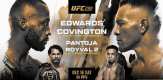 Plakat promujący galę UFC 296: Edwards vs Covington