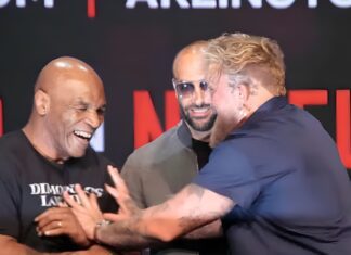 Mike Tyson wybucha śmiechem podczas spotkania twarzą w twarz z Jakiem Paulem (WIDEO)