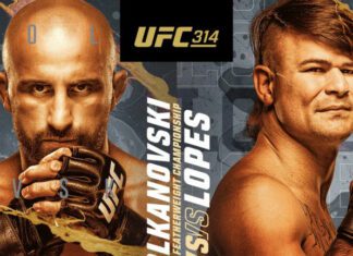 Oficjalny plakat promujący galę UFC 314: Volkanovski vs. Lopes