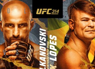 Oficjalny plakat promujący galę UFC 314: Volkanovski kontra Lopes