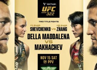 Oficjalny plakat promujący galę UFC 322: Della Maddalena vs Makhachev