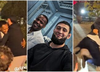 Przyjacielskie przepychanki Jona Jonesa z Khamztem Chimaevem. „Borz” obala „Bonesa” (WIDEO)