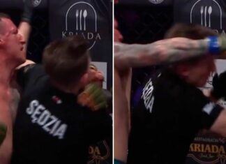 Sędzia chciał przerwać walkę i wszedł w sam środek szalonej wymiany. Przyjął kilka ciosów! (WIDEO)