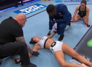 Nokaut i duszenie naraz! Znakomita akcja Alexy Grasso, rywalka długo nie wstawała z maty (WIDEO) ufc grasso barber