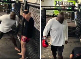 Chciał sprawdzić, jak mocno bije Derrick Lewis. Z pewnością tego żałował (WIDEO)