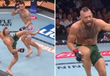 Ujęcia w zwolnionym tempie. Widać dokładnie, kiedy Conor McGregor doznał kontuzji (WIDEO)
