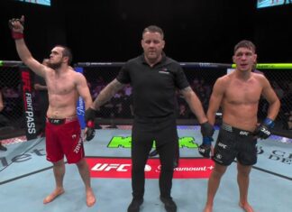 Skrót debiutanckiej walki Damiana Rzepeckiego w UFC